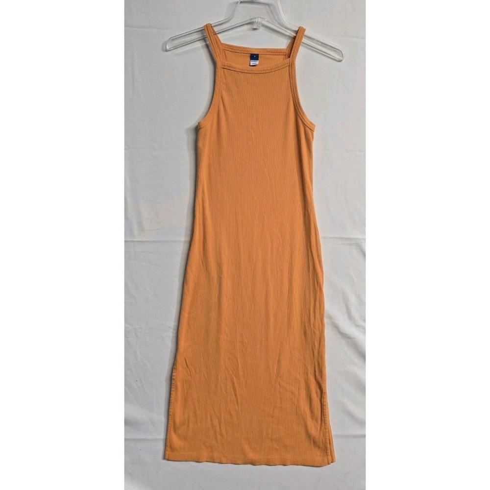 Old Navy Summer Dress Midi Ribbed Orange Small